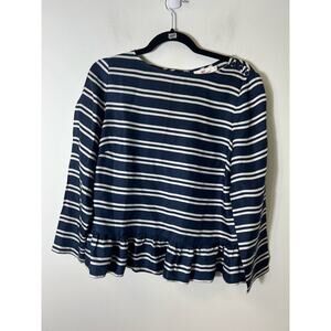 Vineyard Vines Navy Blue White Stripe Long Sleeve Shirt Sz 8